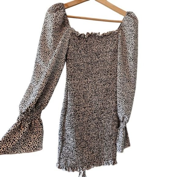 O. Vianca Animal Print Ruched Long Sleeve Mini Dress Size Small. - Picture 14 of 15